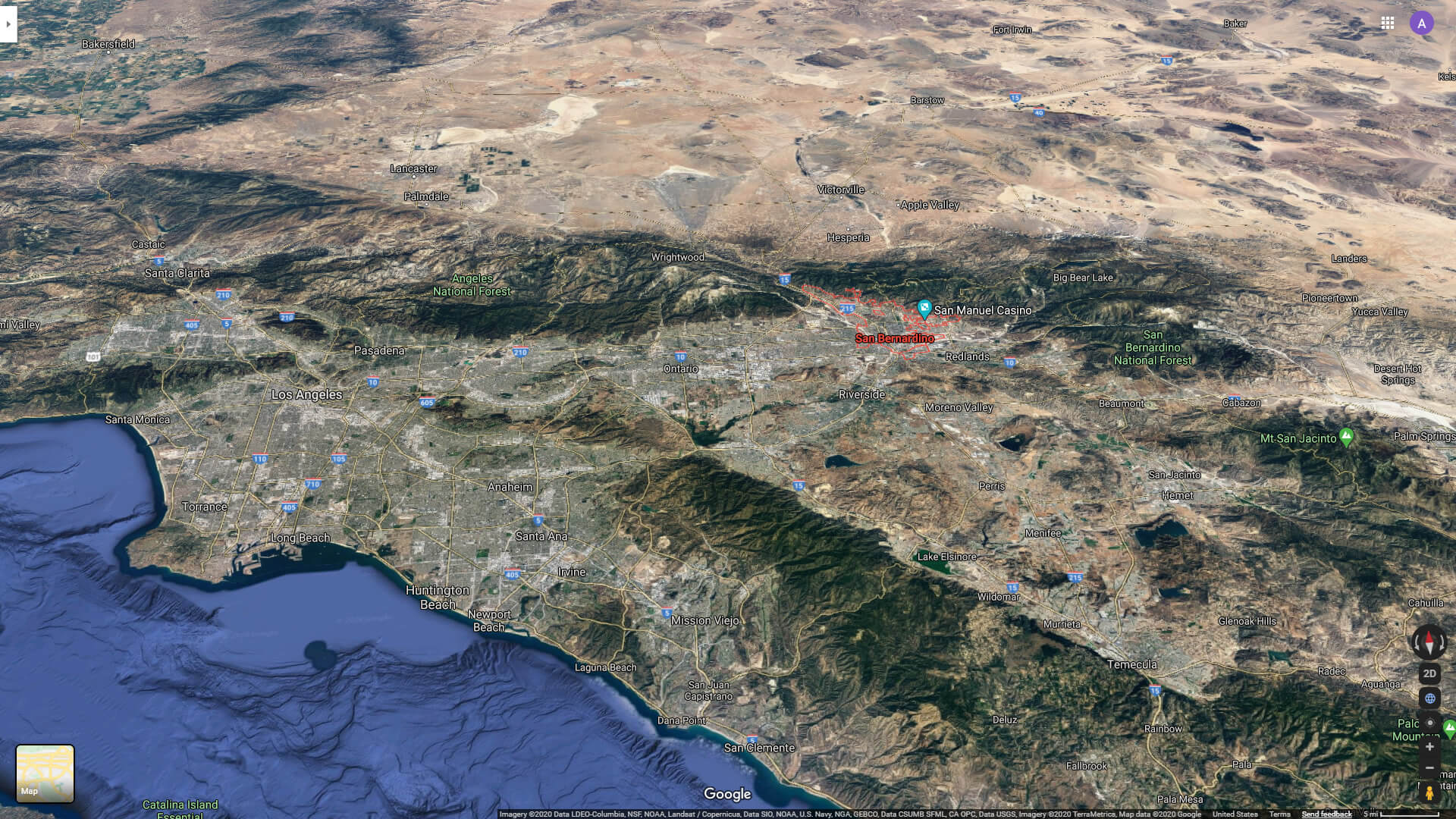 San Bernardino Satellite View Map